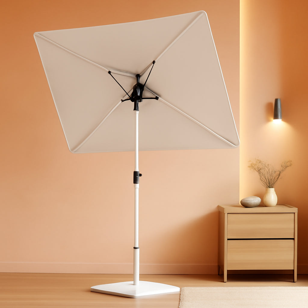 Balcony Umbrella 6x4 Ft Beige Canopy Shade 360 Rotation