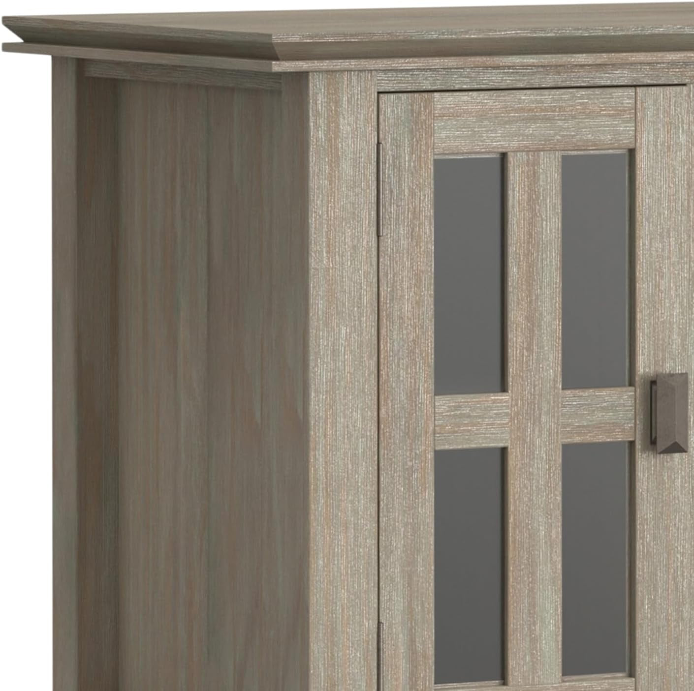 Solid Wood TV Stand 72 Inch Wide Distressed Grey Finish