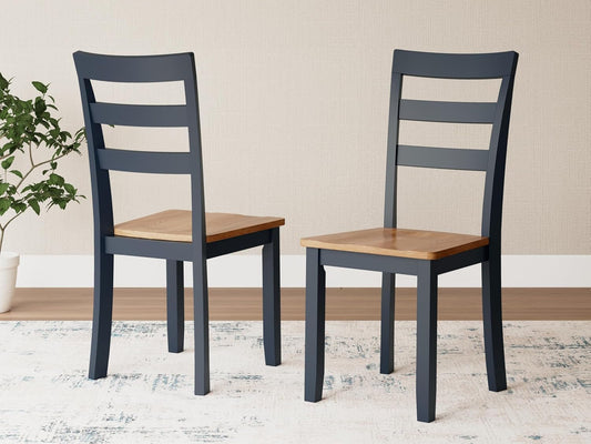 Gesthaven Solid Wood Frame Dining Chair Set 2 Blue Natural
