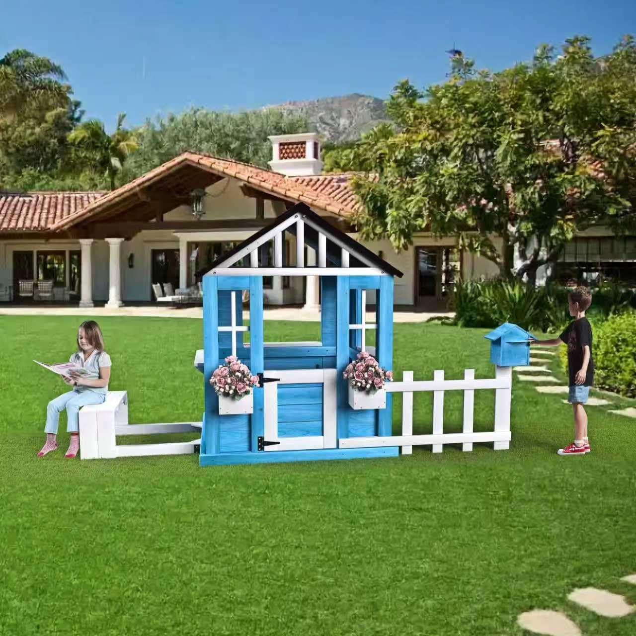 Premium Wooden Outdoor Playhouse For Kids Backyard