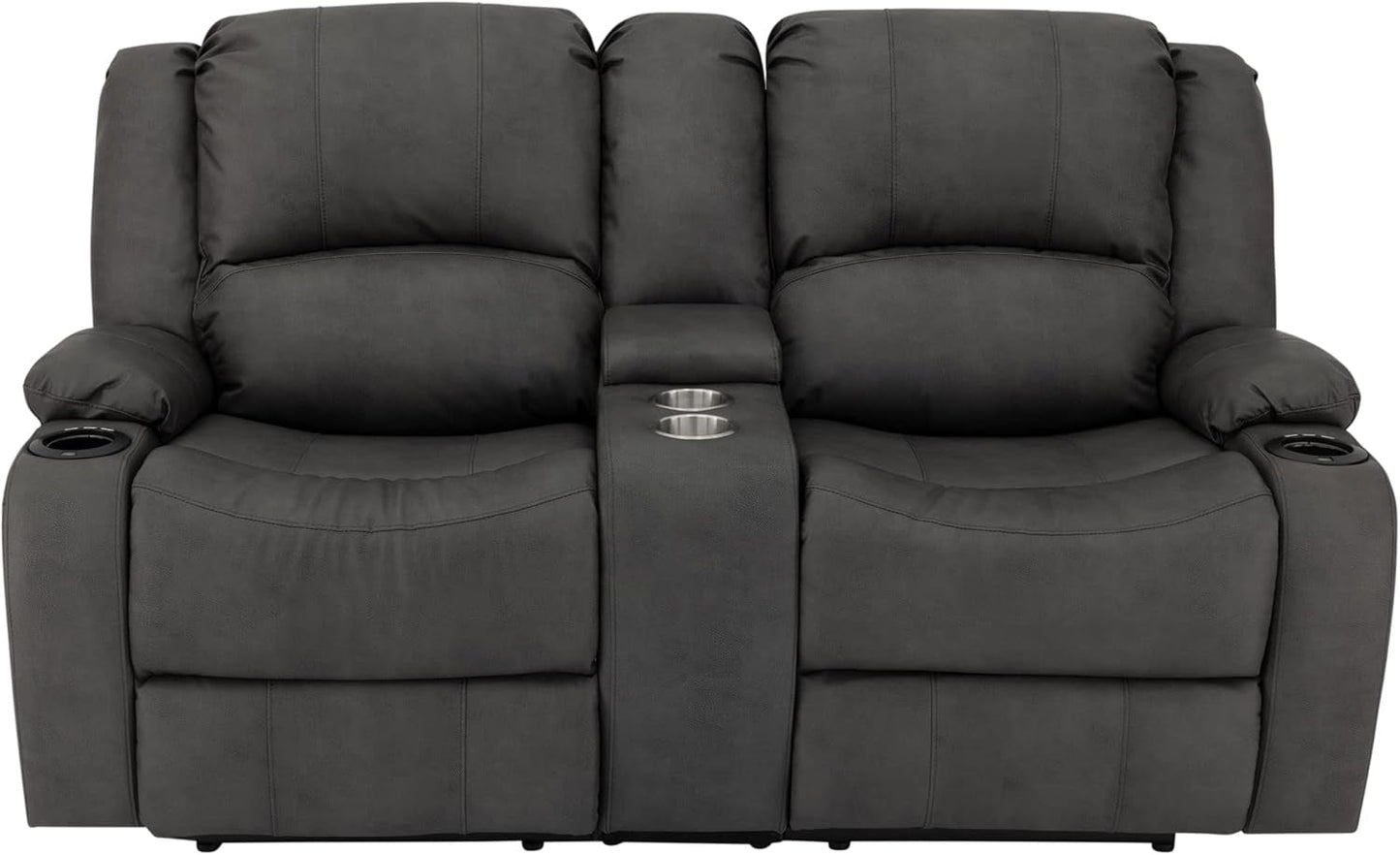 67 Inch Powered Wall Hugger Recliner Sofa Gunmetal Fabric