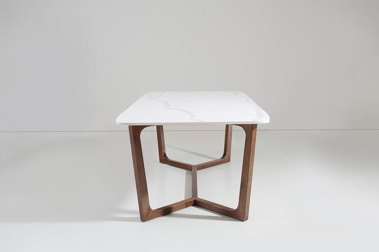 Adelaide Calacatta Quartz Dining Table Walnut Base