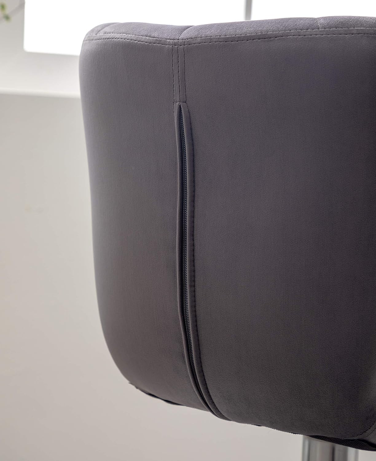 Velvet Adjustable Swivel Barstools Gray Set of Two