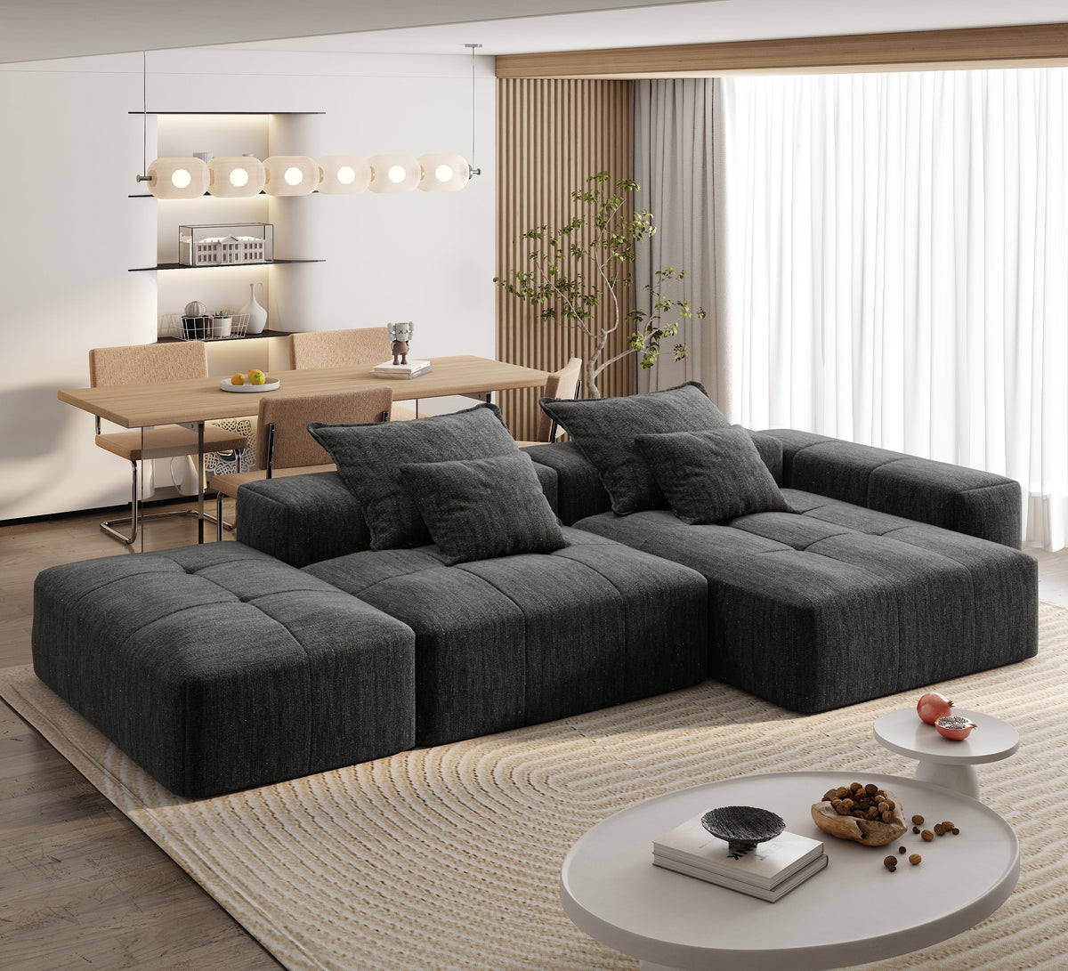 Modern Oversized Modular Sectional Sofa with Ottoman