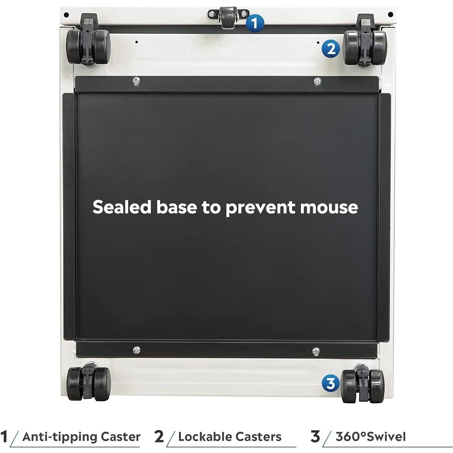 White Metal Mobile Filing Cabinet With Lock And Drawers