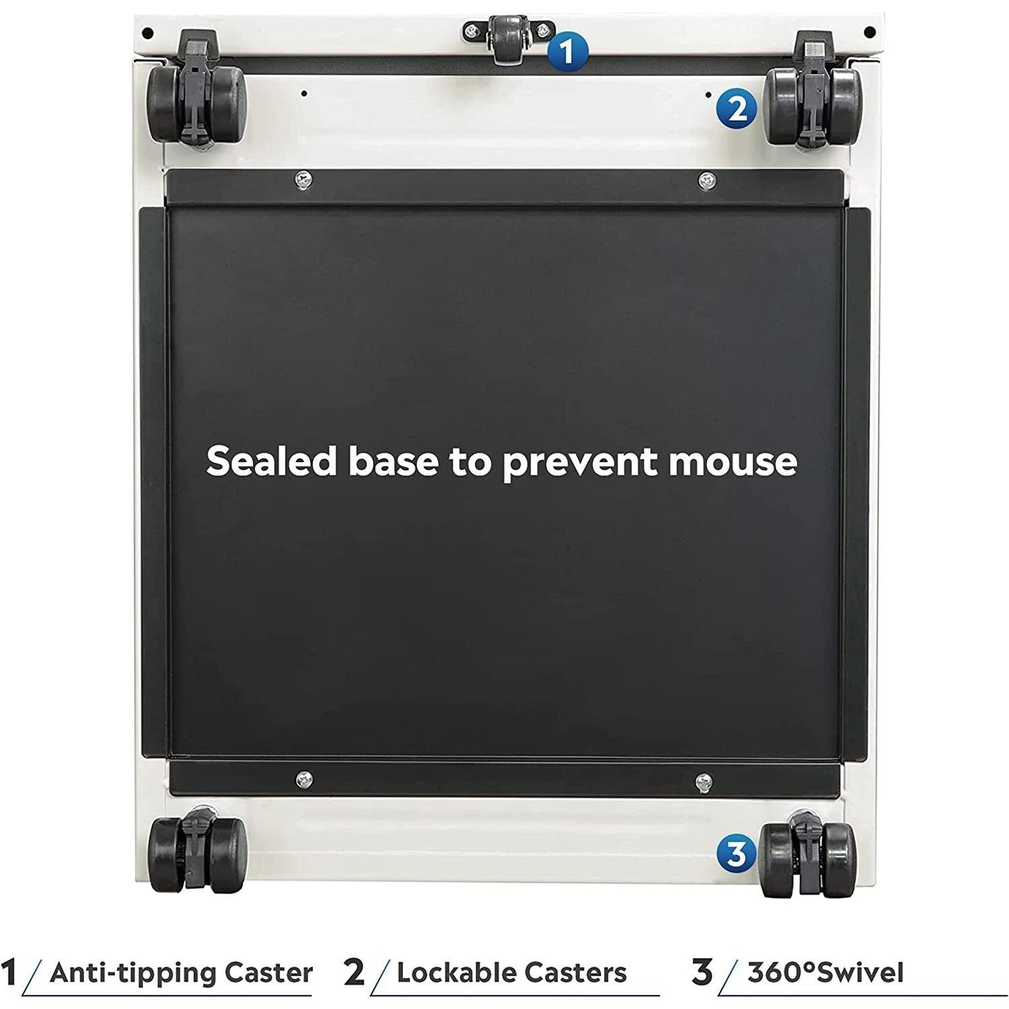 White Lockable File Cabinet With 2 Drawers Under Desk