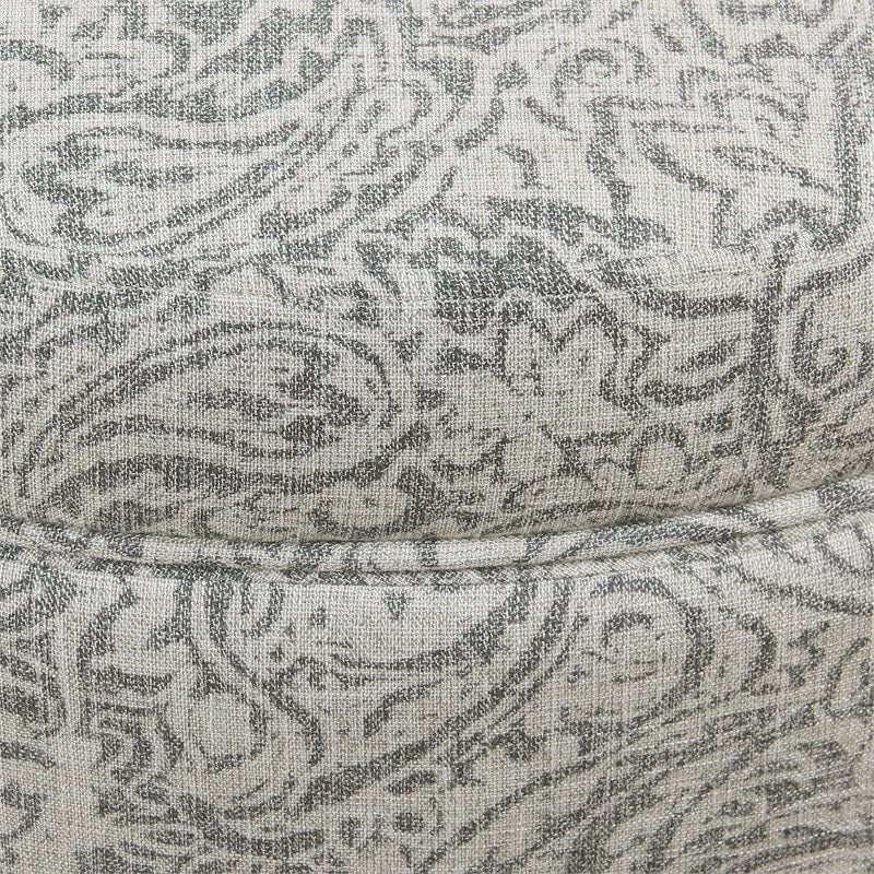 Gray Floral Storage Ottoman Large Round For Living Room