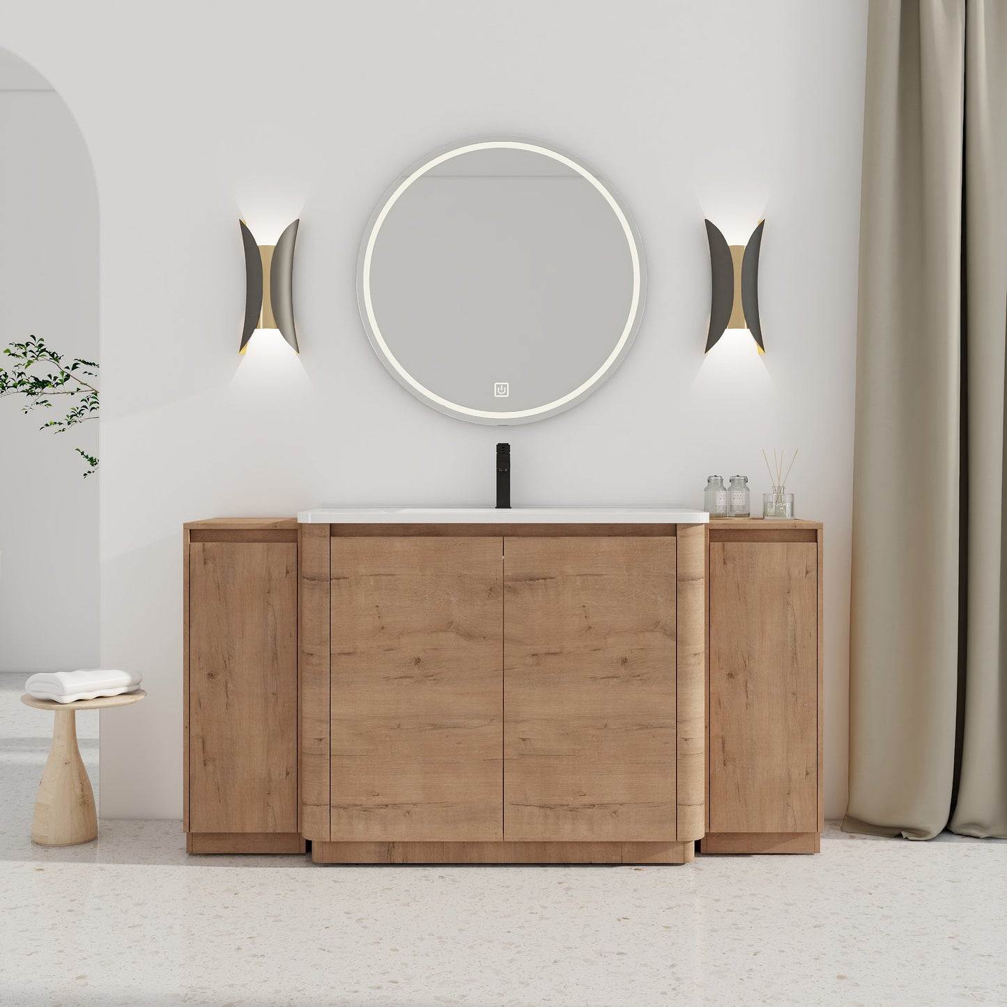 64'' Freestanding Bathroom Vanity with Ceramic Sink