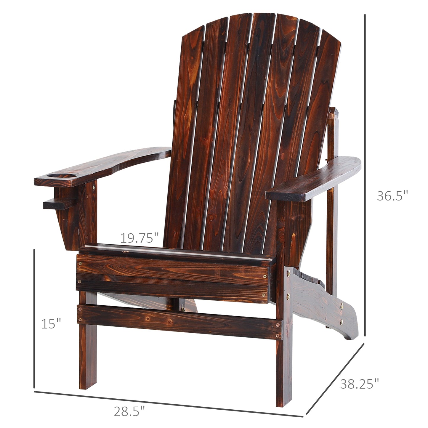 Outsunny Wooden Adirondack Chair with Cup Holder