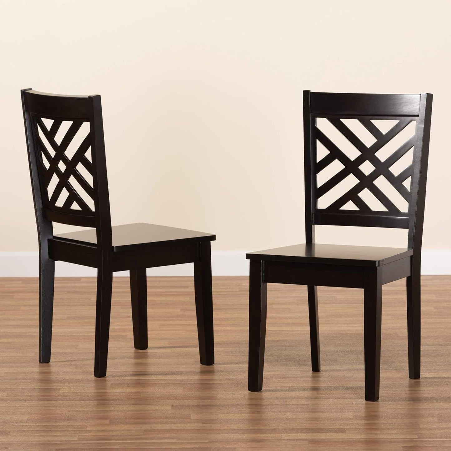 Caron Dark Brown Wood Dining Chairs Set Two Piece Collection