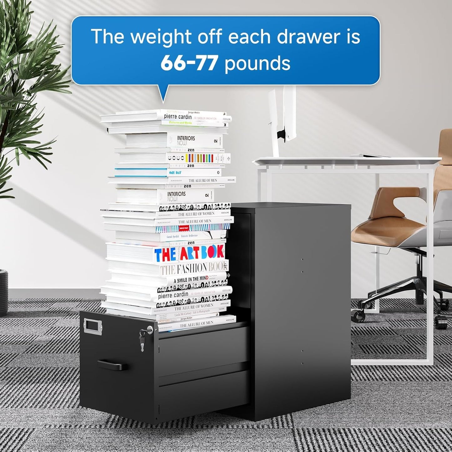 2 Drawer Locking Vertical File Cabinet For Letter Size Files Steel Office Storage