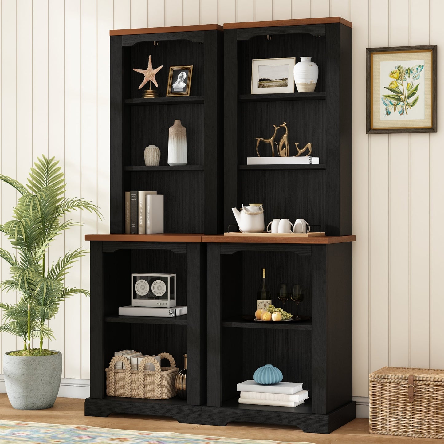 On-Trend Two-Piece Elegant Freestanding Tall Cabinet