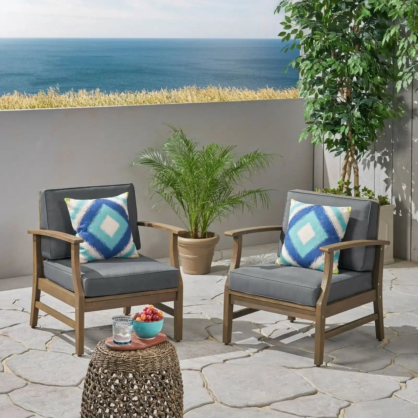 Perla Contemporary Club Chair with Water-Resistant Cushion