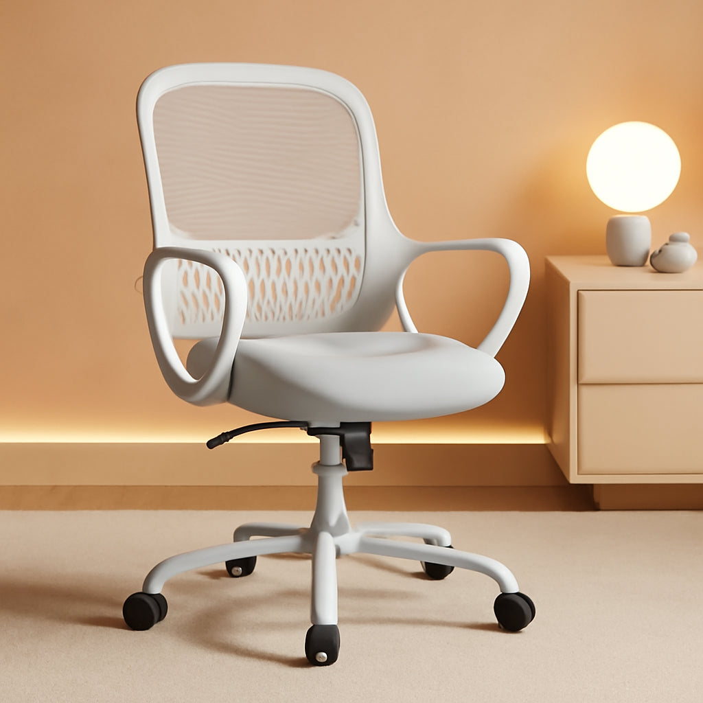 Ergonomic Mesh Office Chair With Lumbar Support And Rolling Wheels Grey