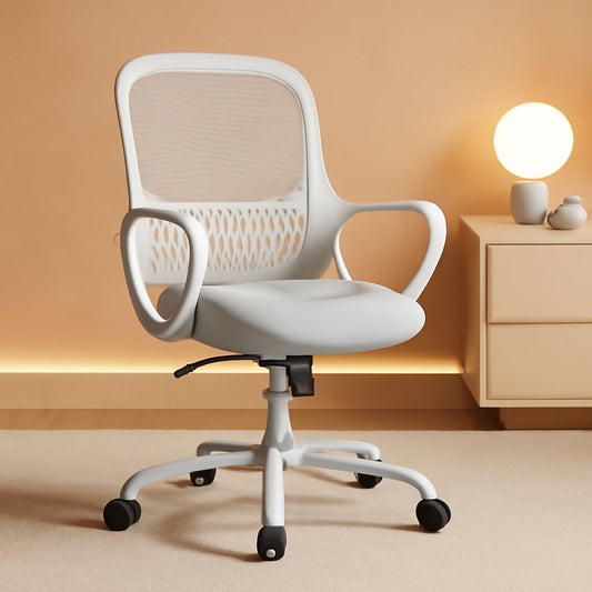 Ergonomic Mesh Office Chair With Lumbar Support And Rolling Wheels Grey