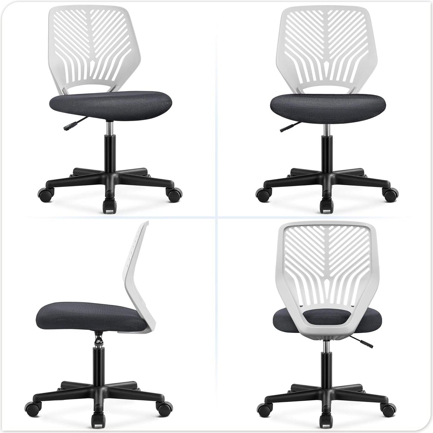 Dark Gray Ergonomic Adjustable Desk Chair Lumbar Support