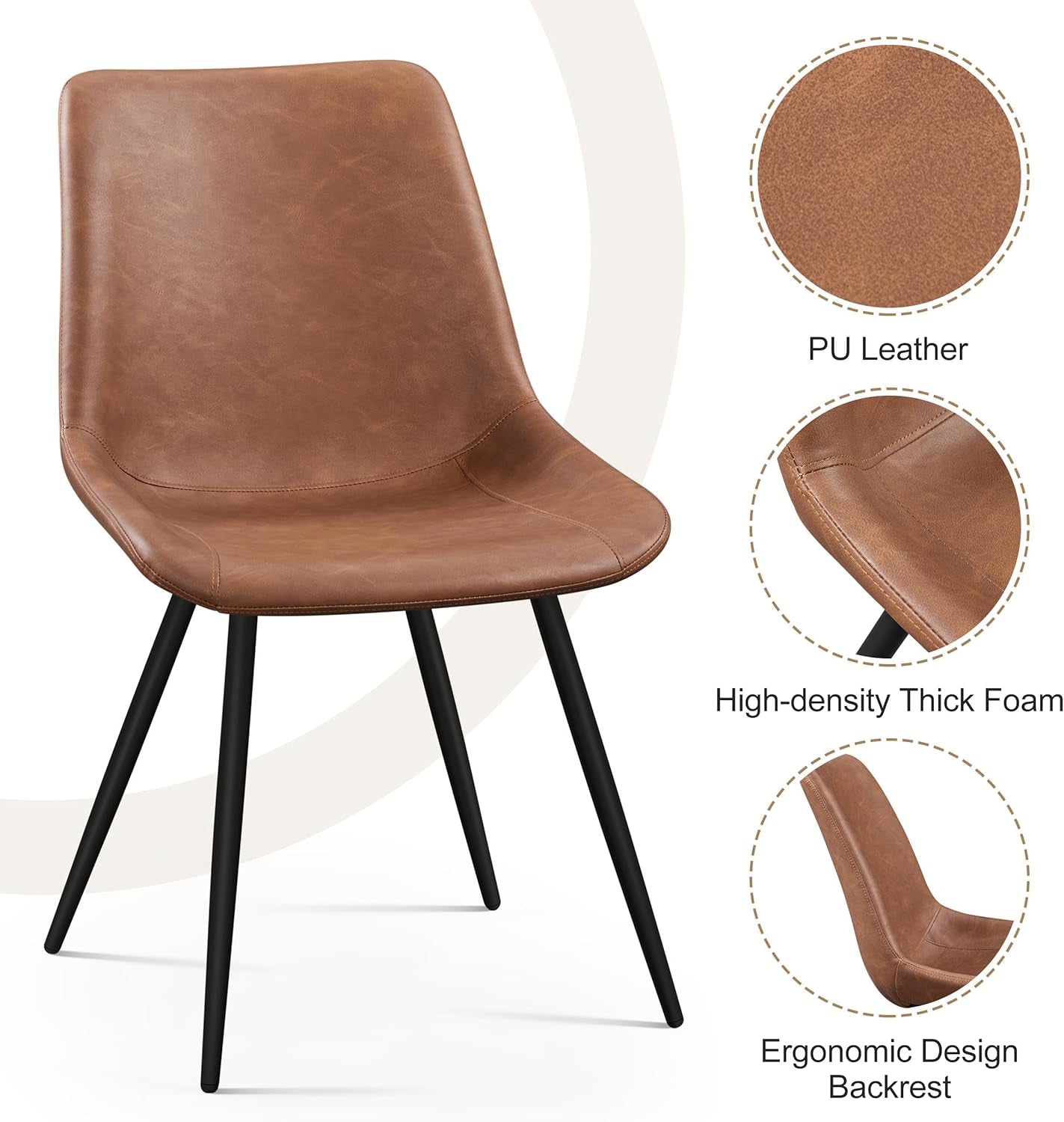 Dining Chairs Set Of 2 Brown Upholstered Faux Leather