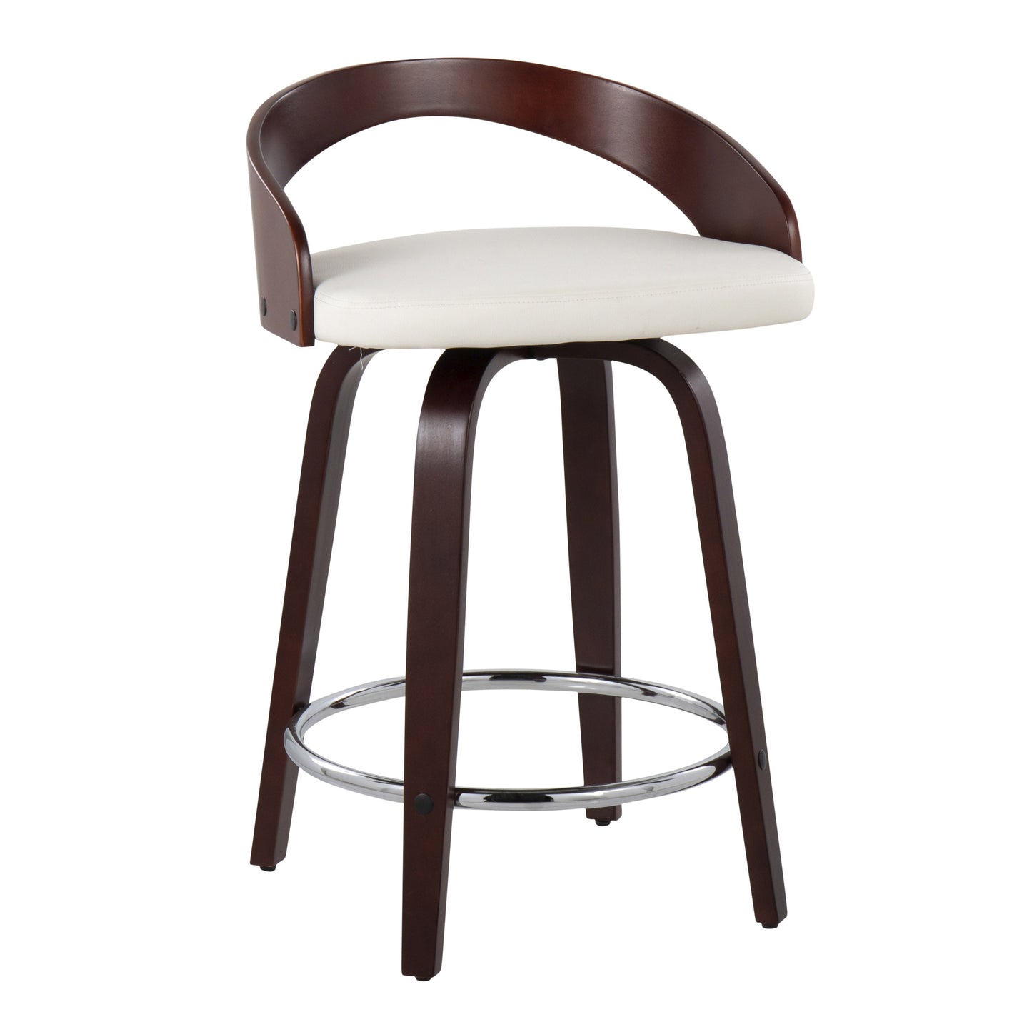 Mid-Century Modern Counter Stool with Swivel in Cherry