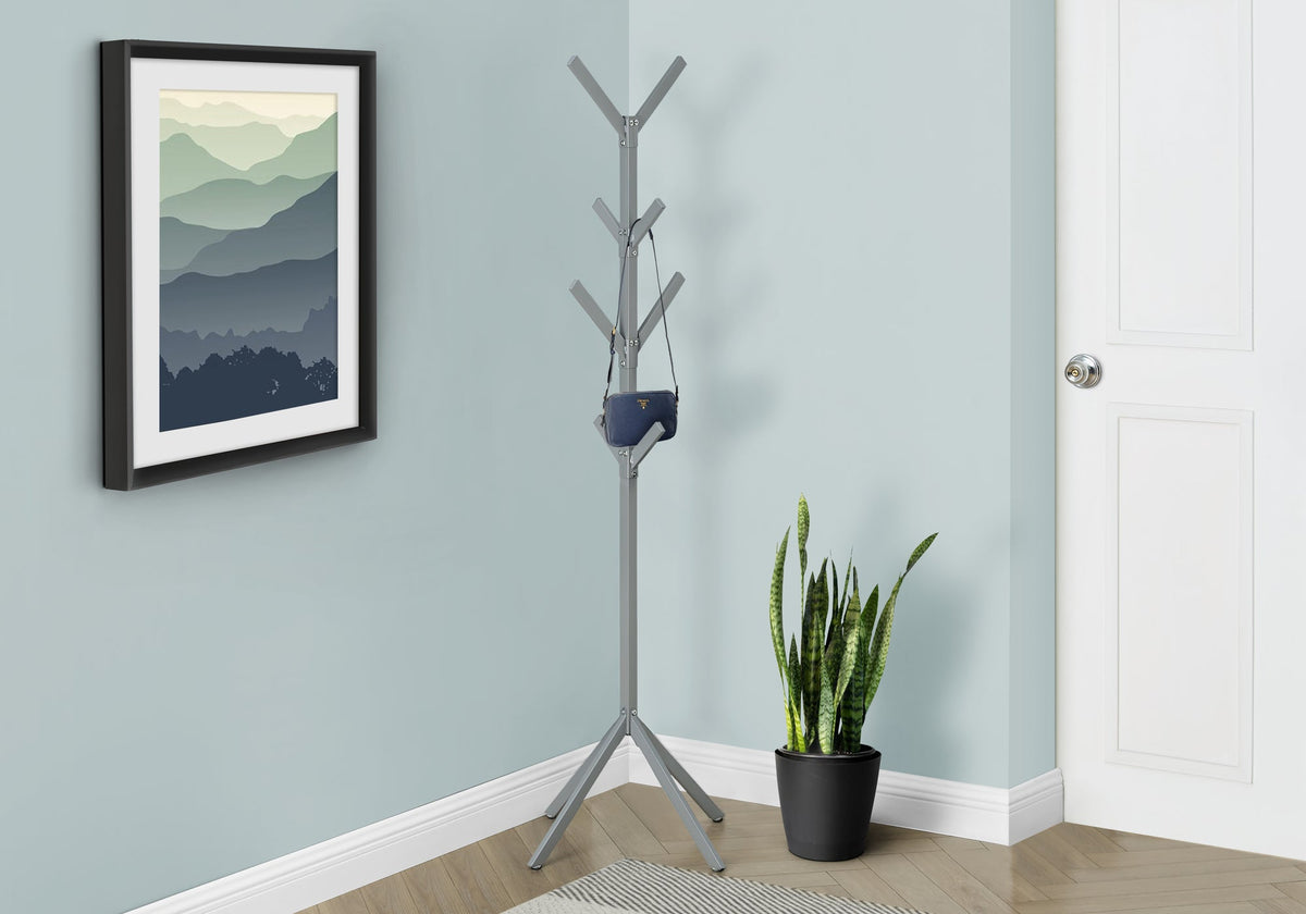 Coat Rack, Hall Tree, Free Standing, 8 Hooks, Entryway, 70"h, Bedroom