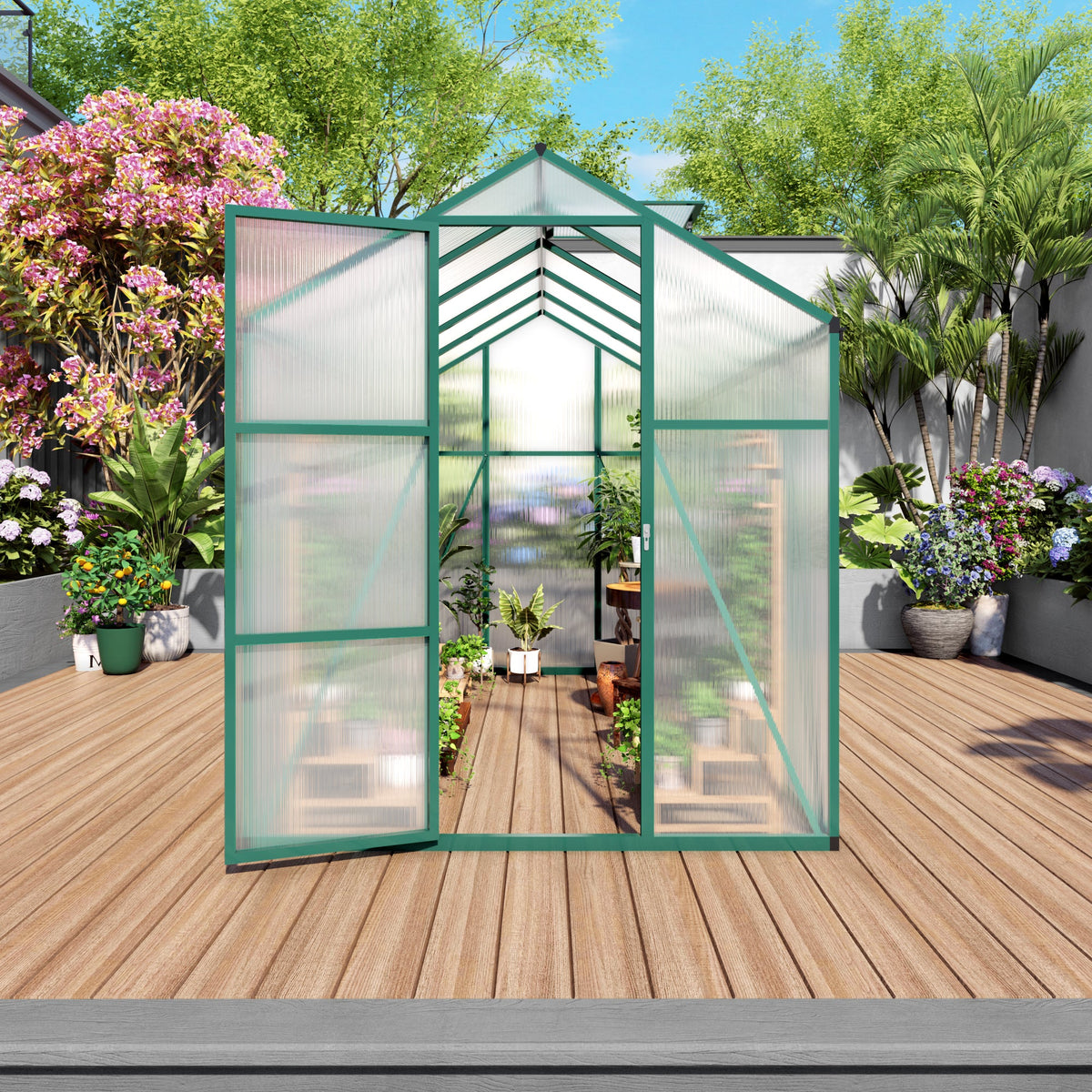 6x10 FT Aluminum Windproof Greenhouse