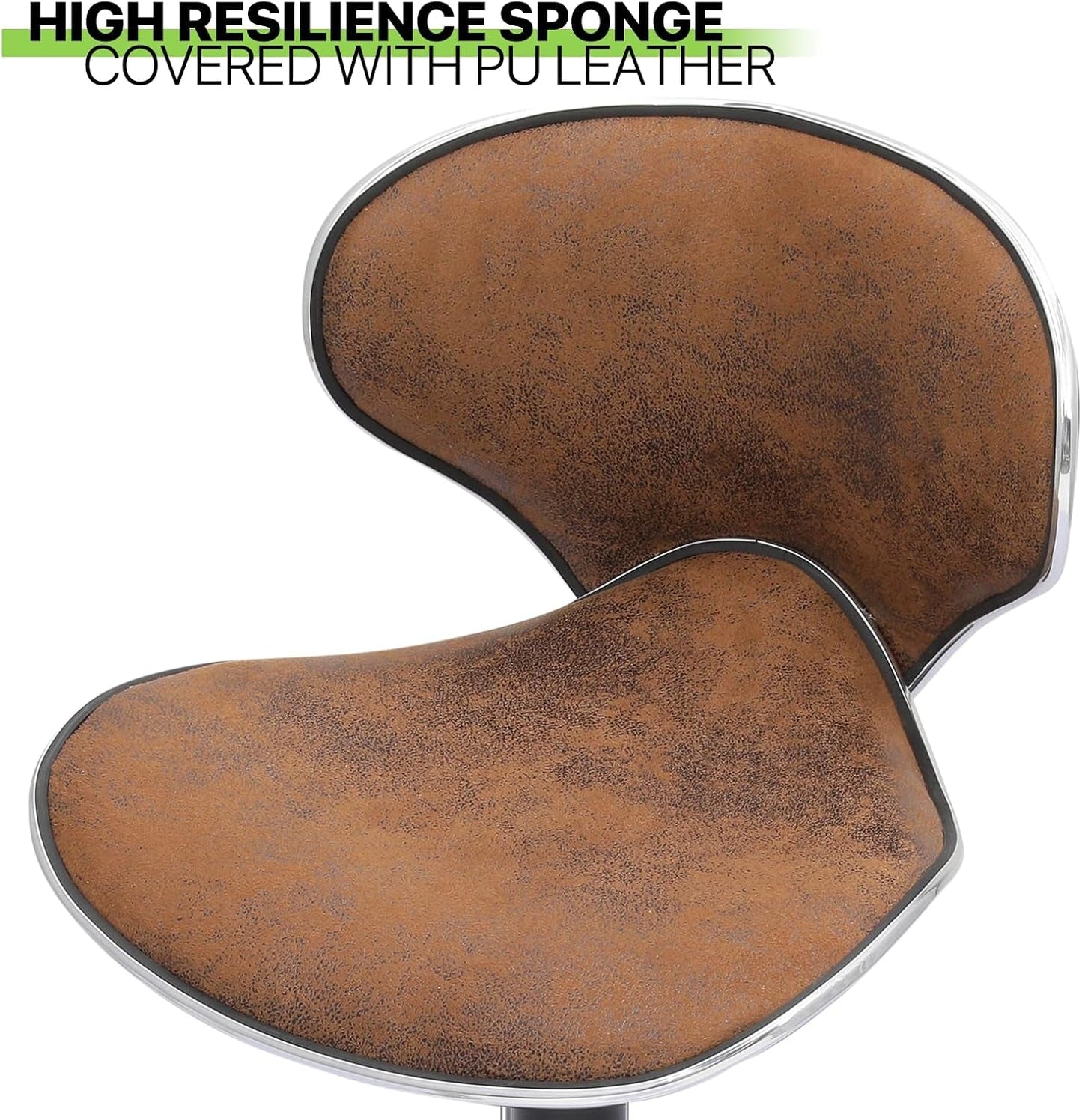 Bar Stools Set Of 2 Adjustable Counter Height PU Leather
