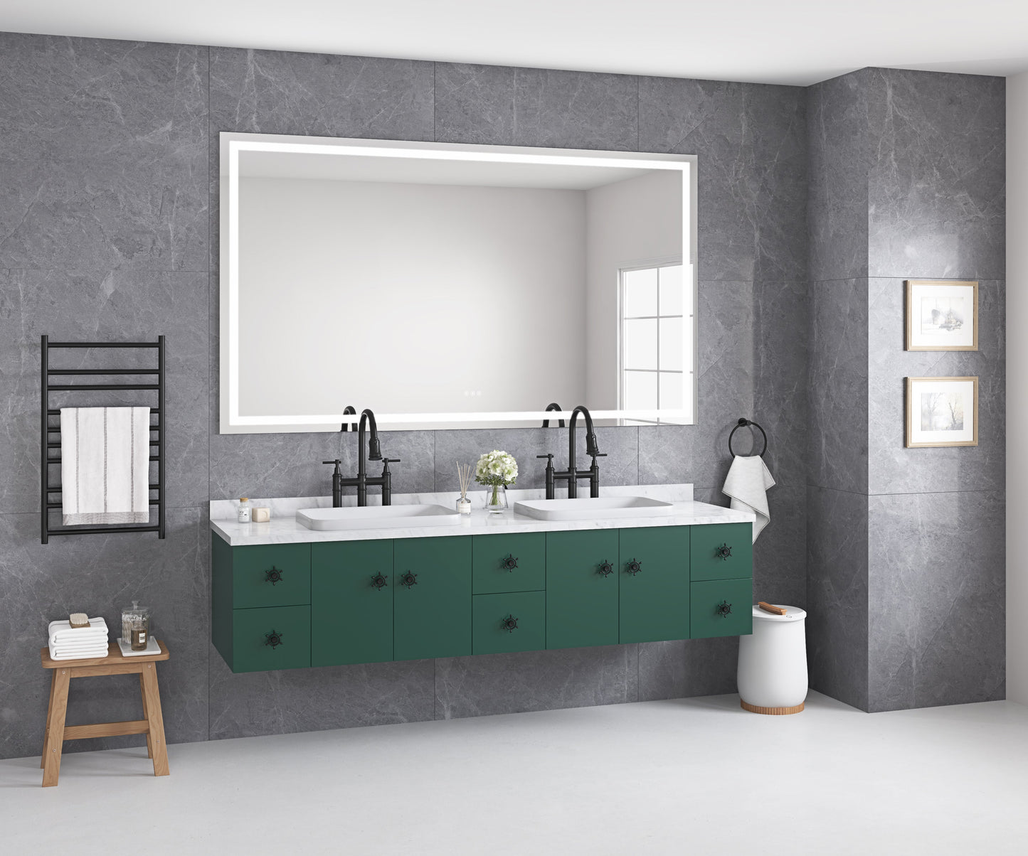 84 x 48 Inch LED Bathroom Mirror with Front and Backlight