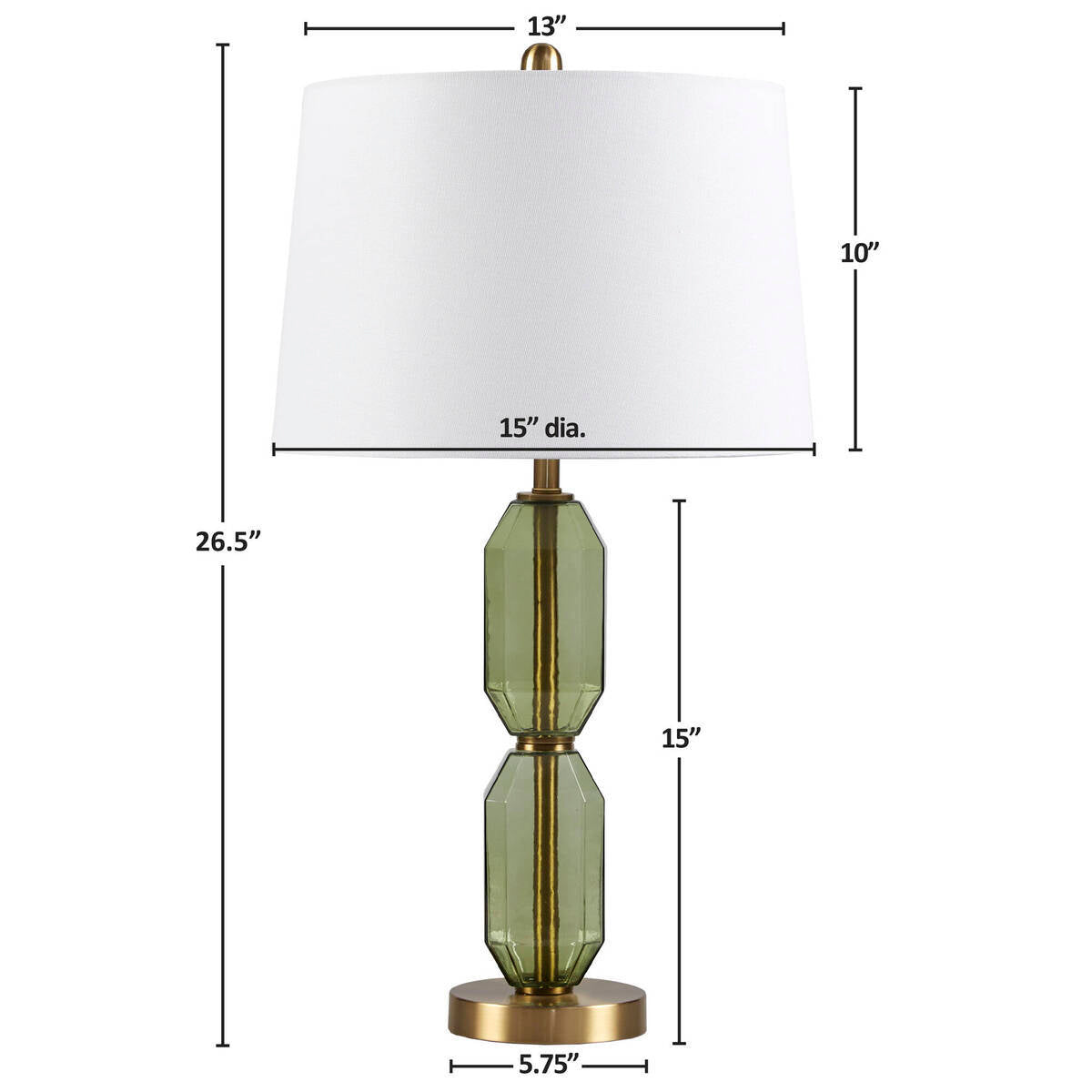 Faceted Green Glass Table Lamp