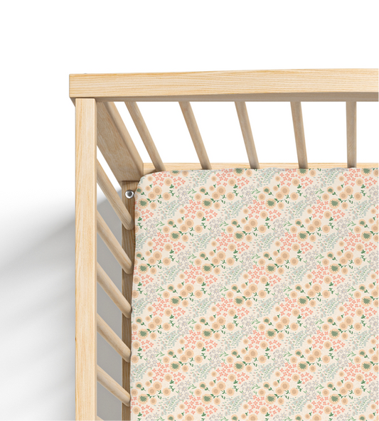 Jersey Knit Polyester Crib Sheet in Wildflower Meadow