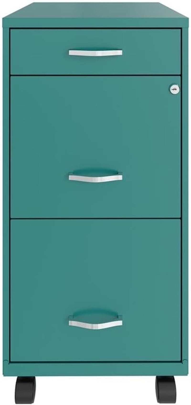 3 Drawer 29.52 Inch Turquoise Metal Filing Cabinet Lockable Preassembled for Home Office