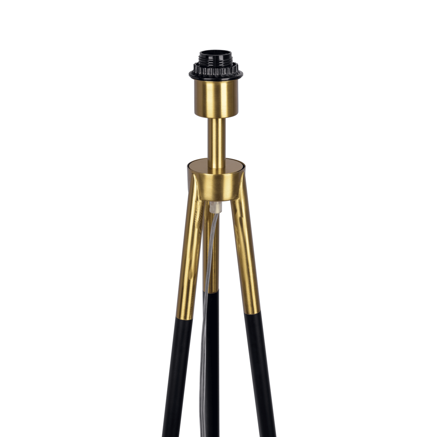 Sway Brassed Gold Floor Lamp with On/Off Switch Triple Legs White Fabric Shade