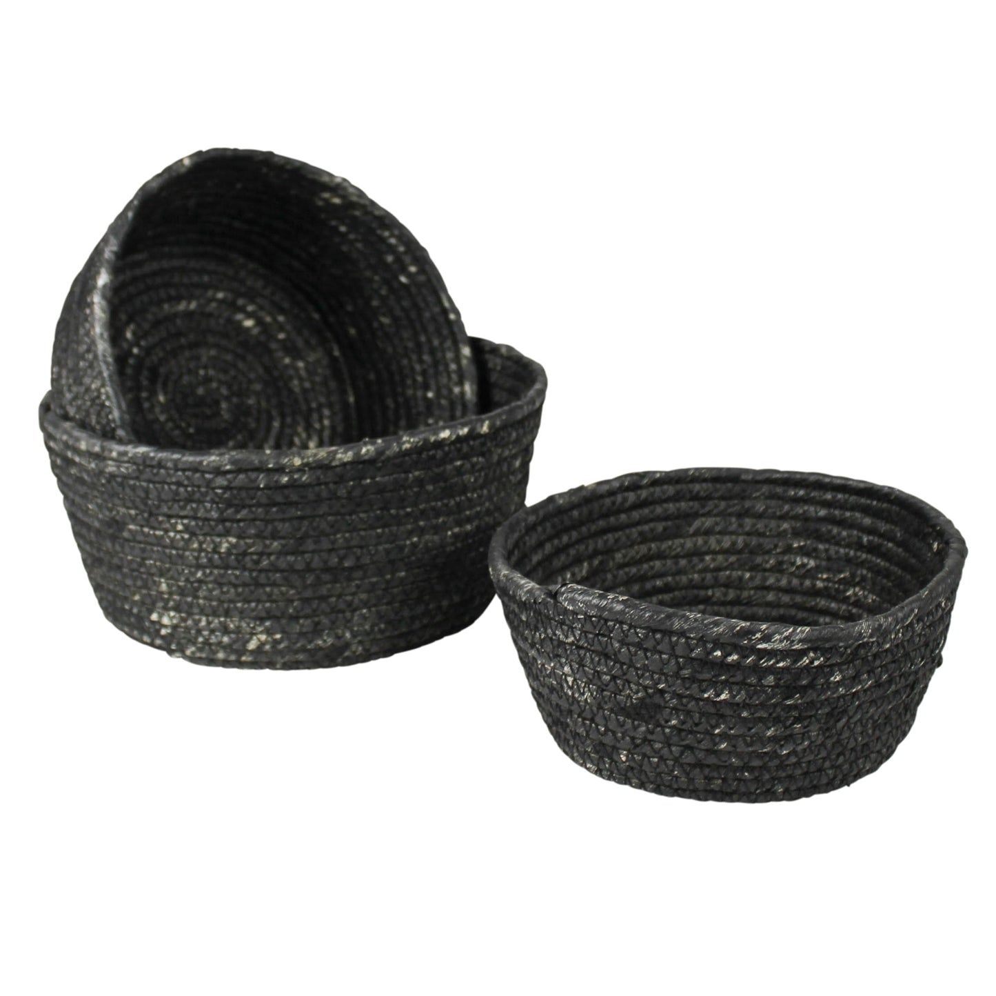 Black Woven Natural Fiber Bowls
