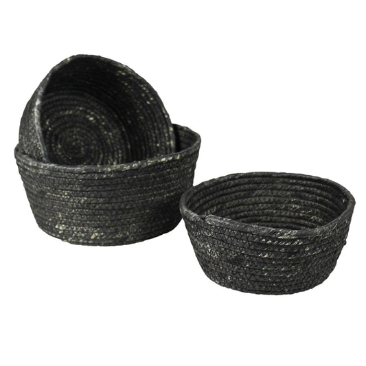 Black Woven Natural Fiber Bowls