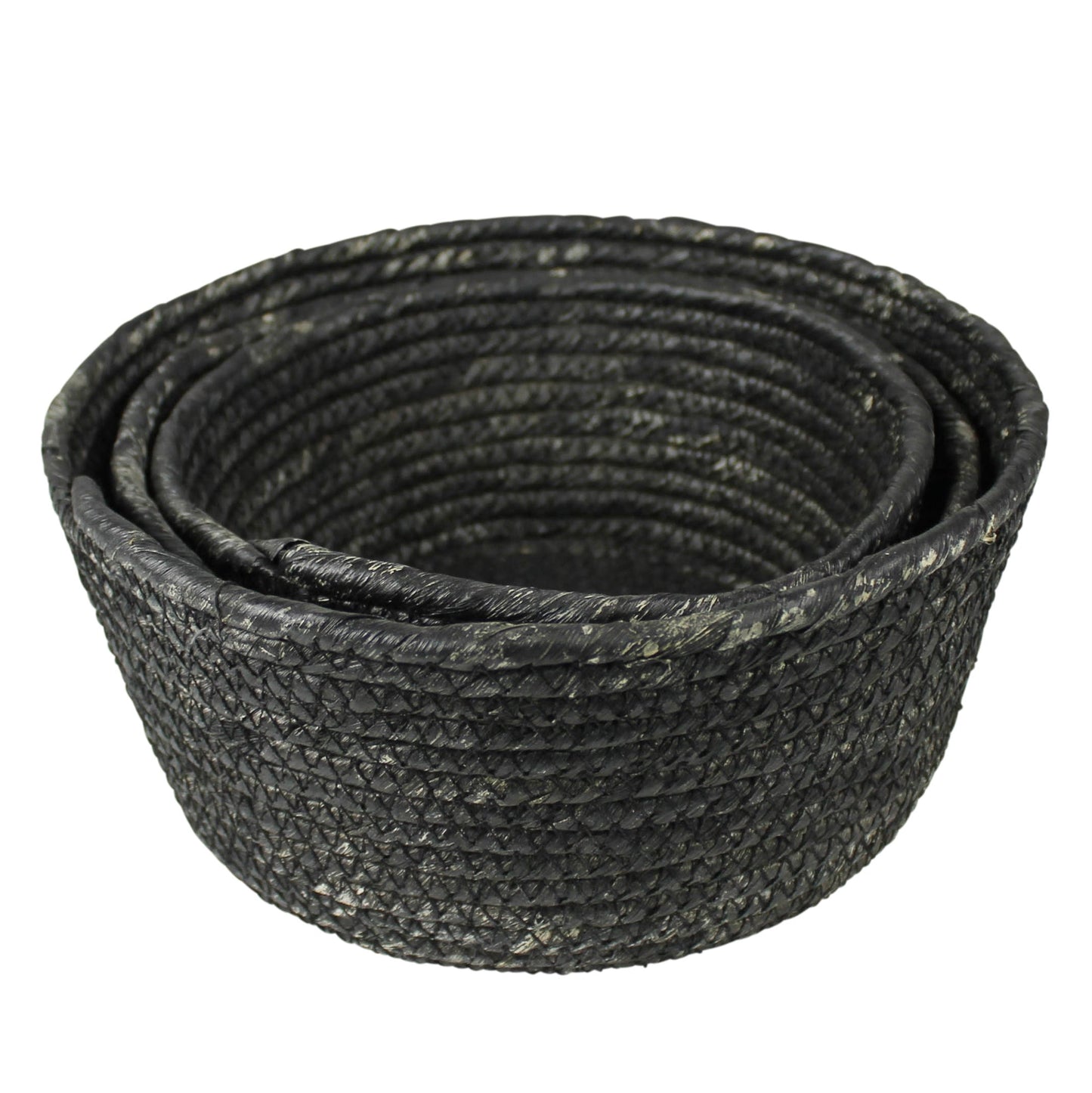 Black Woven Natural Fiber Bowls