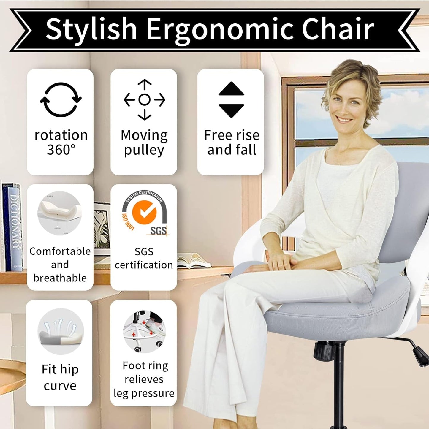 Ergonomic Drafting Chair With Lumbar Support Grey Office