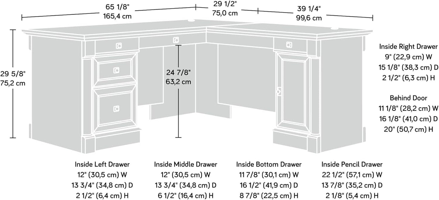 Palladia Executive Desk 65 Inch Vintage Oak Surface