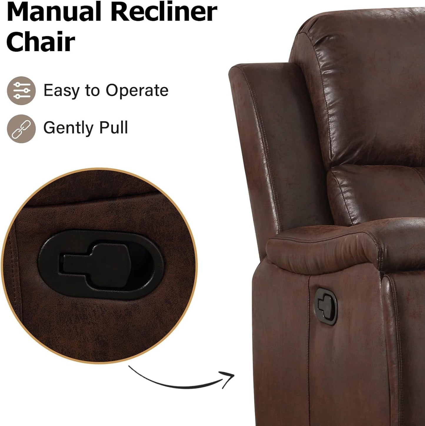 Leather Recliner Chair Red Brown With Concealed Cup Holders