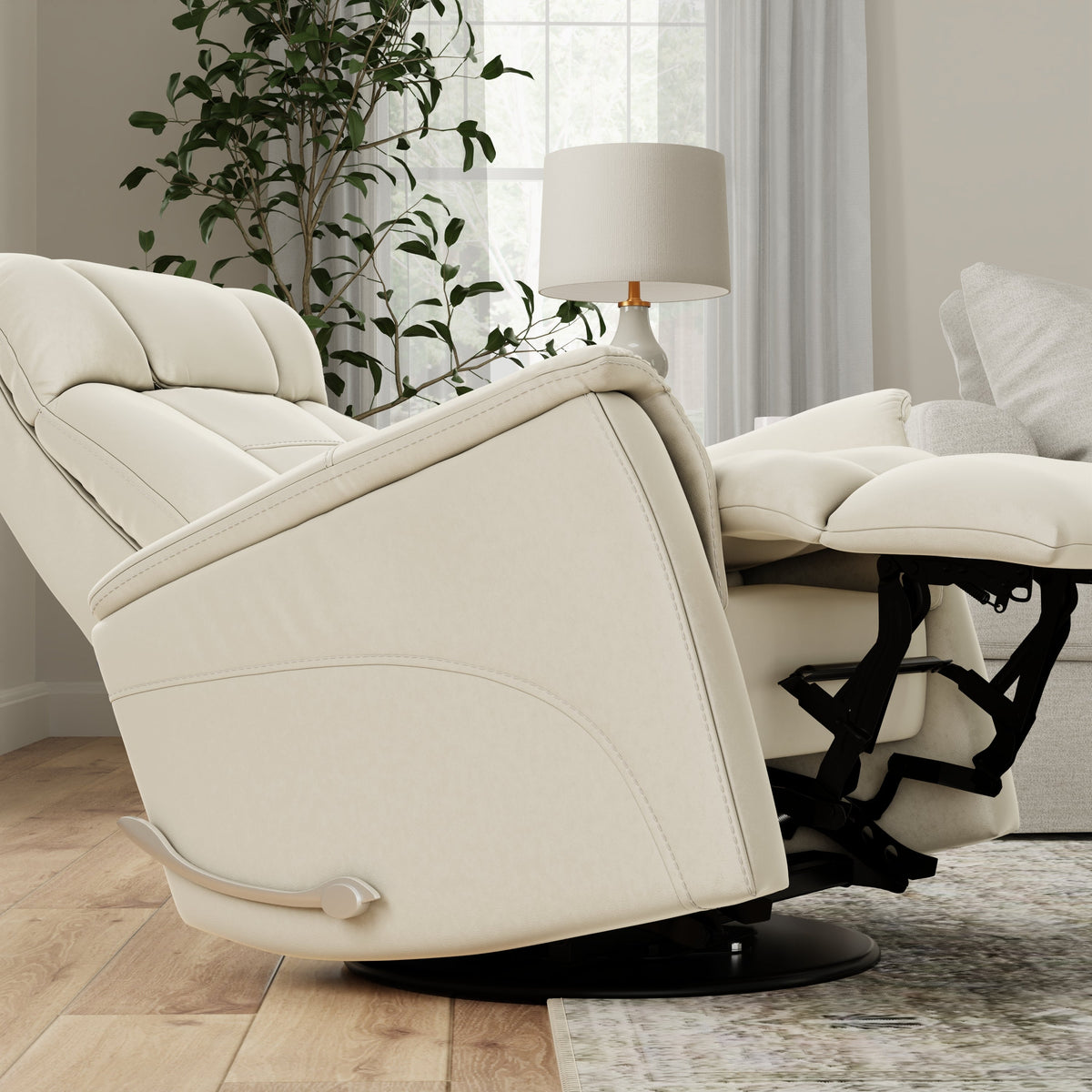 Global Home Swivel Glider Recliner with Manual Adjustable Headrest & Footrest