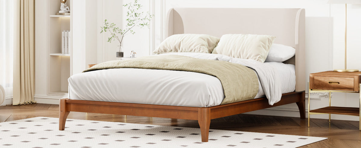 King Size Solid Dry Bamboo Wood Platform Bed