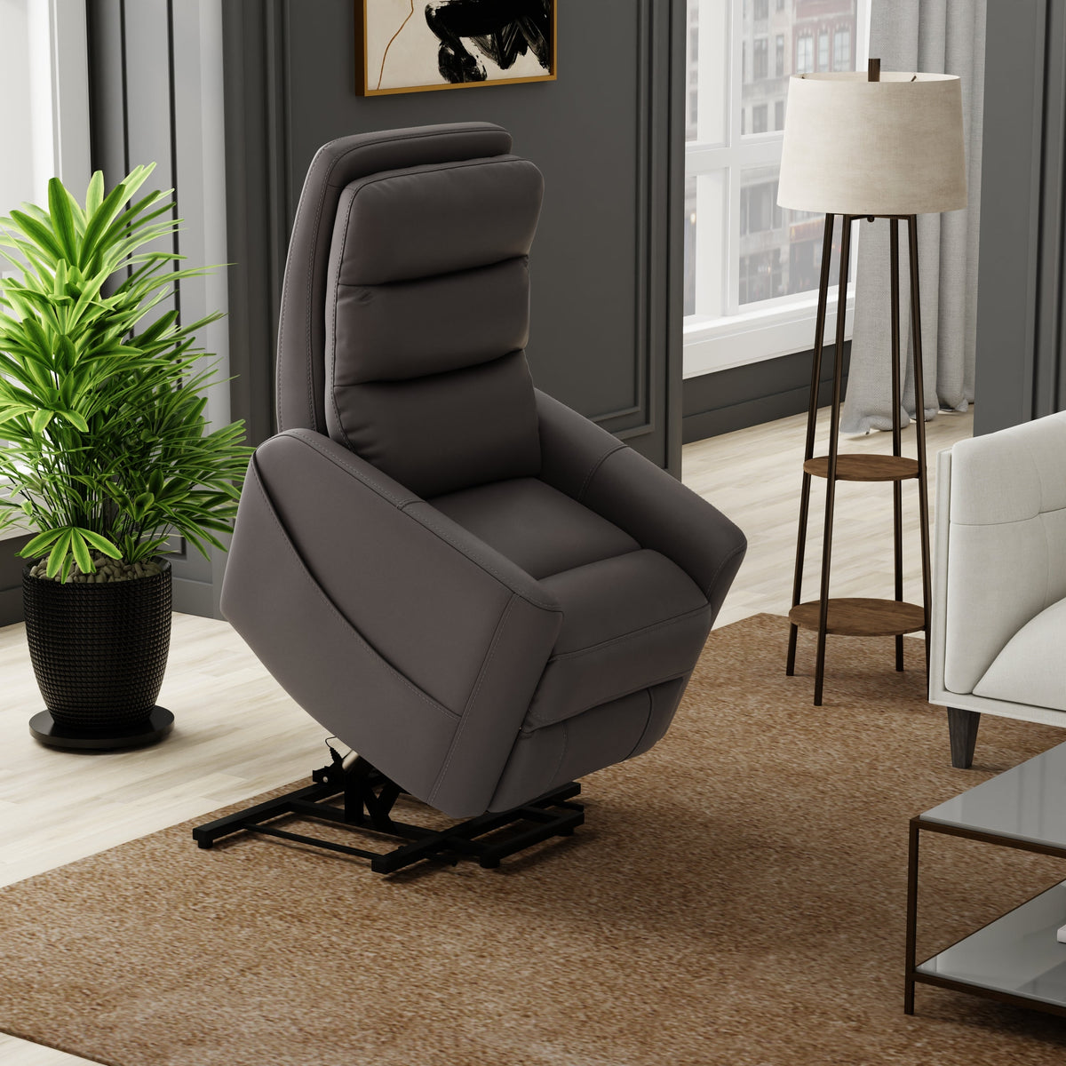 Faux Leather Power Lift Chair in Bentley