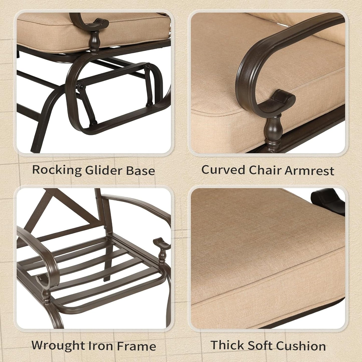 Five Piece Outdoor Metal Patio Furniture Conversation Set