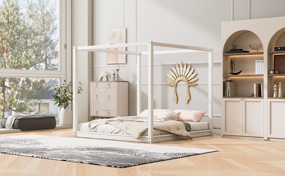 King Size Canopy Platform Bed with Support Legs