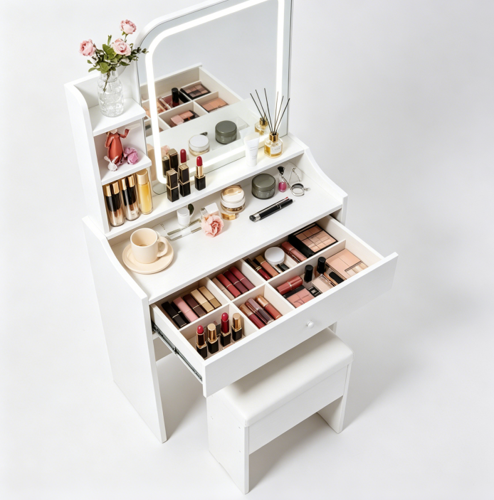 White Vanity Set With Smart LED Mirror
