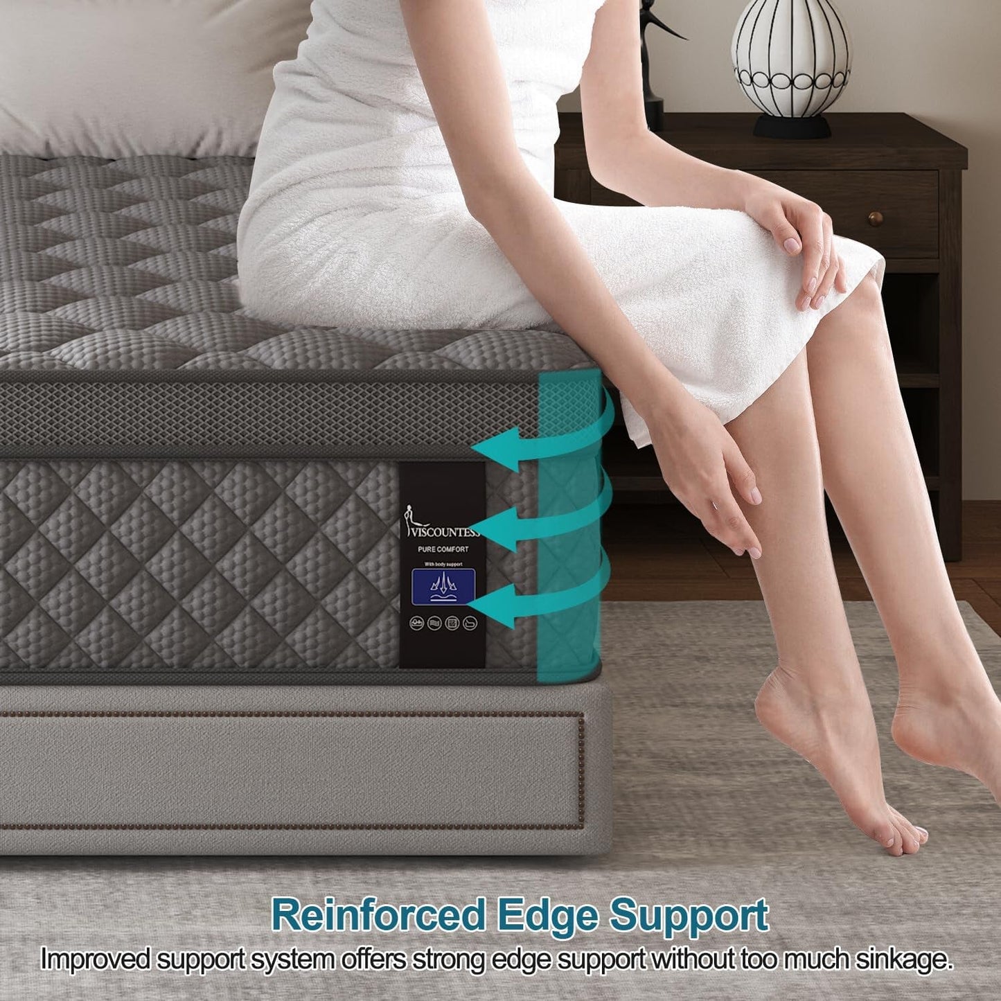 Full Gray 14Inch Premium Medium Firm Hybrid Mattress