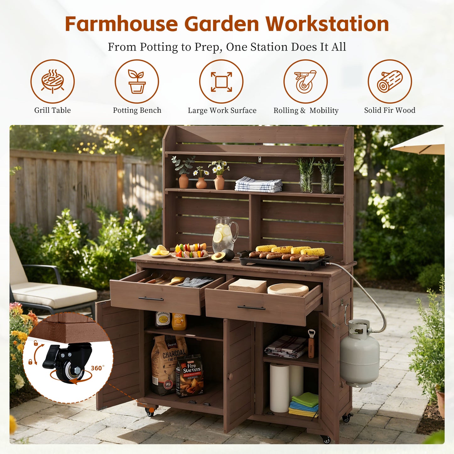 TOPMAX 65''H Large Garden Potting Bench