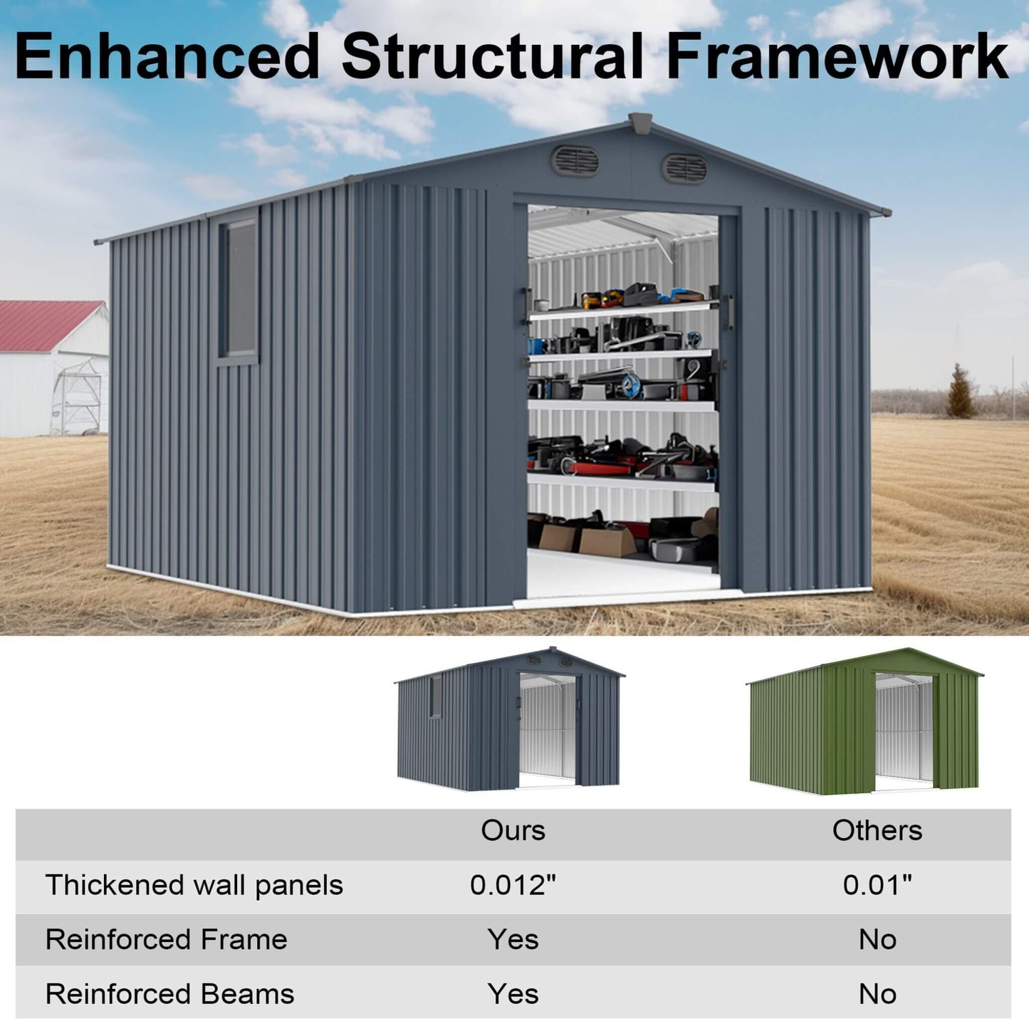 [08x10FT] Large Outdoor Metal Storage Tool Shed With Window And Lockable Doors (SAK32987)