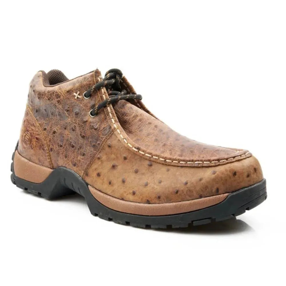 Roper Stirrup (Brown) - Men's Ostrich Leather Shoe (Closeout)