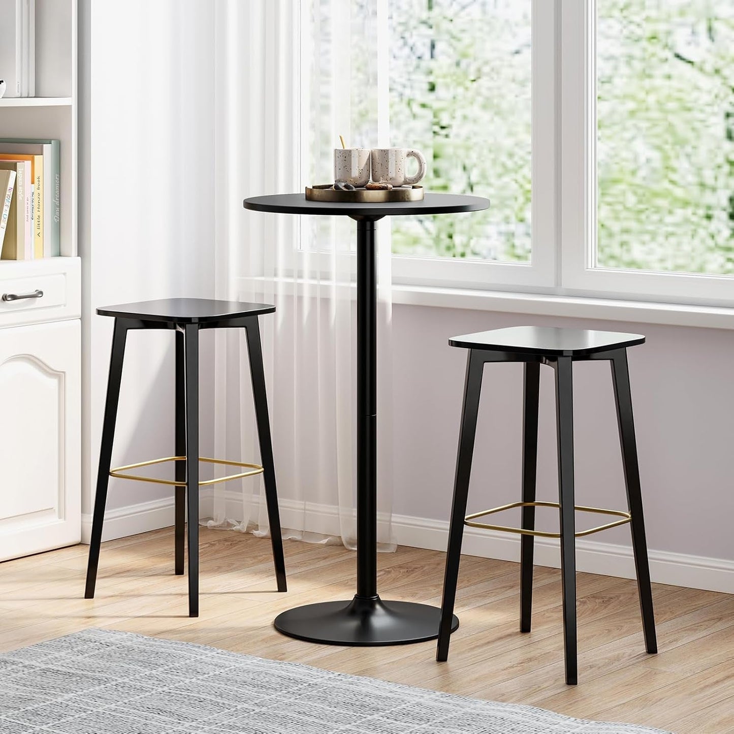 Bar Table Convertible Height Twenty Four Inch Round Top Surface