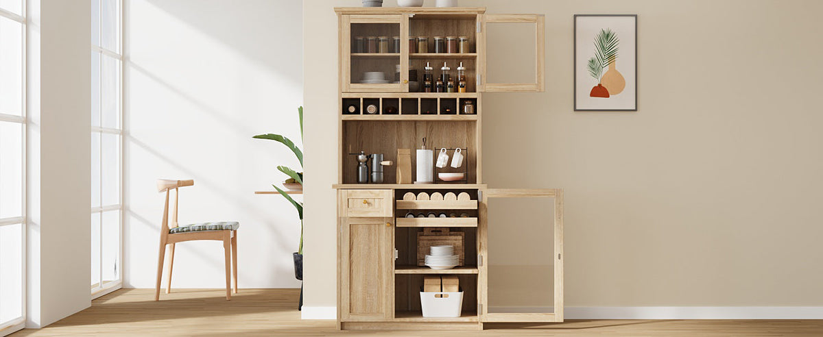 TOPMAX Farmhouse Freestanding Buffet with Hutch