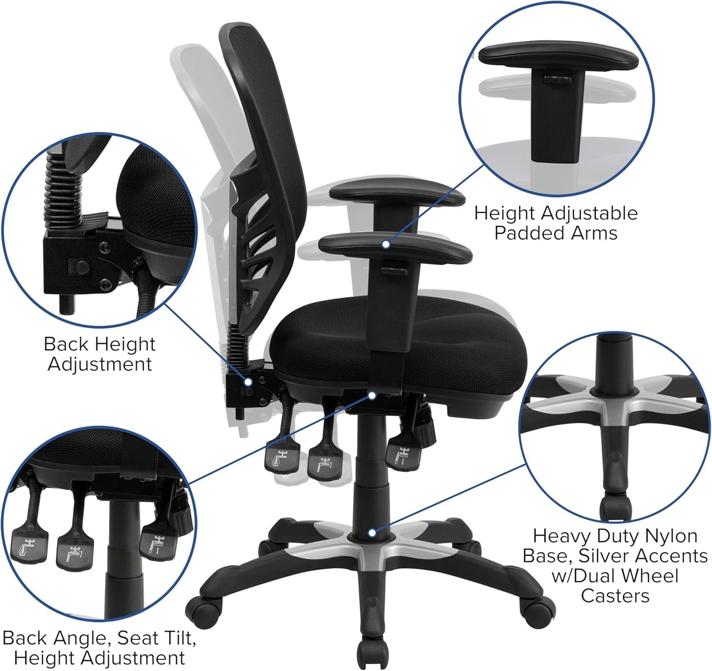 Ergonomic Mesh Office Chair With Adjustable Lumbar Black