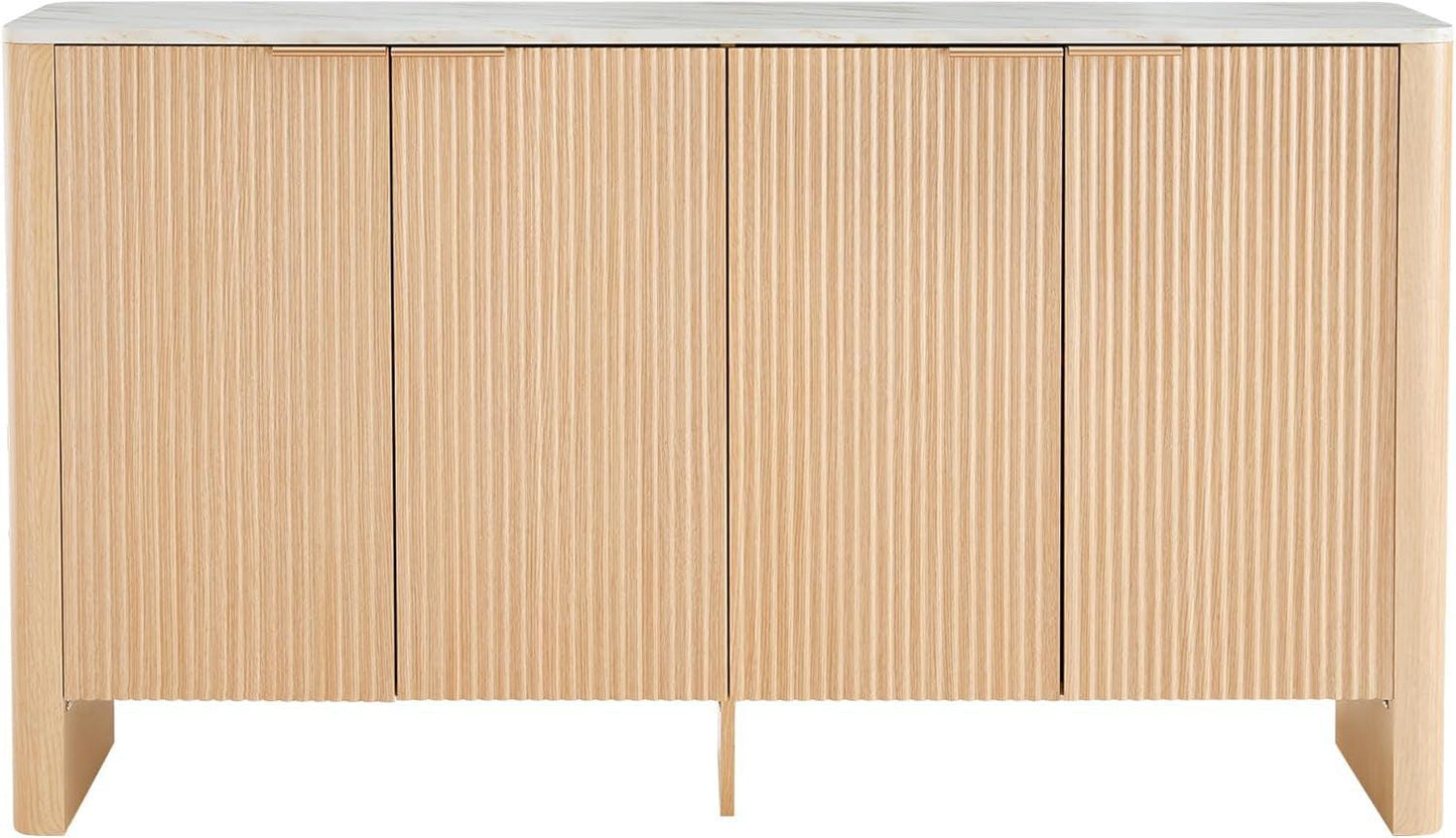 61 Inch Oak Sideboard Cabinet With Adjustable Shelves